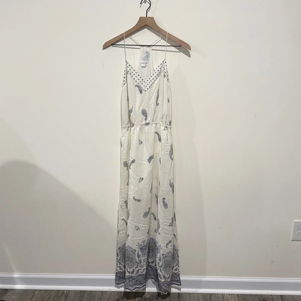 • Club Monaco • Women’s Silk Paisley Maxi Dress White and Blue  4 - Picture 3 of 5